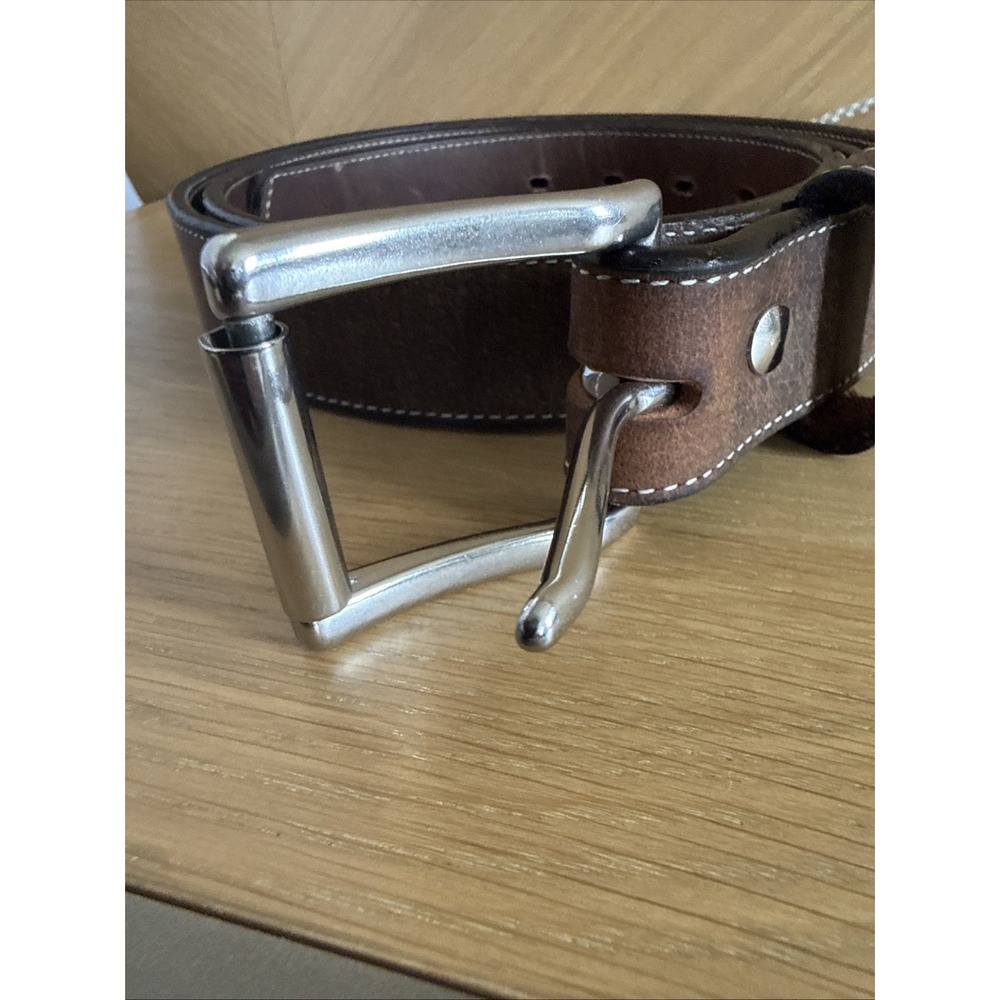 Hanks Belts Men's 46 Model 2865 Genuine Full Grain Leather Brown Made In USA - Picture 2 of 10